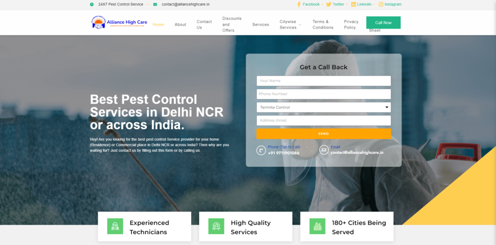 Pest control website design